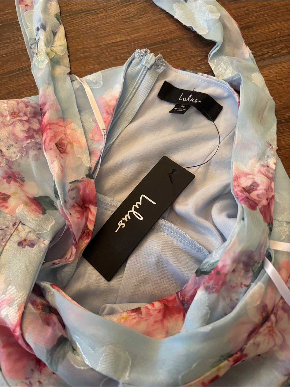NWT Lulus Trending Adorable Light Blue Floral Tiered Halter Mini Dress - Picture 5 of 7
